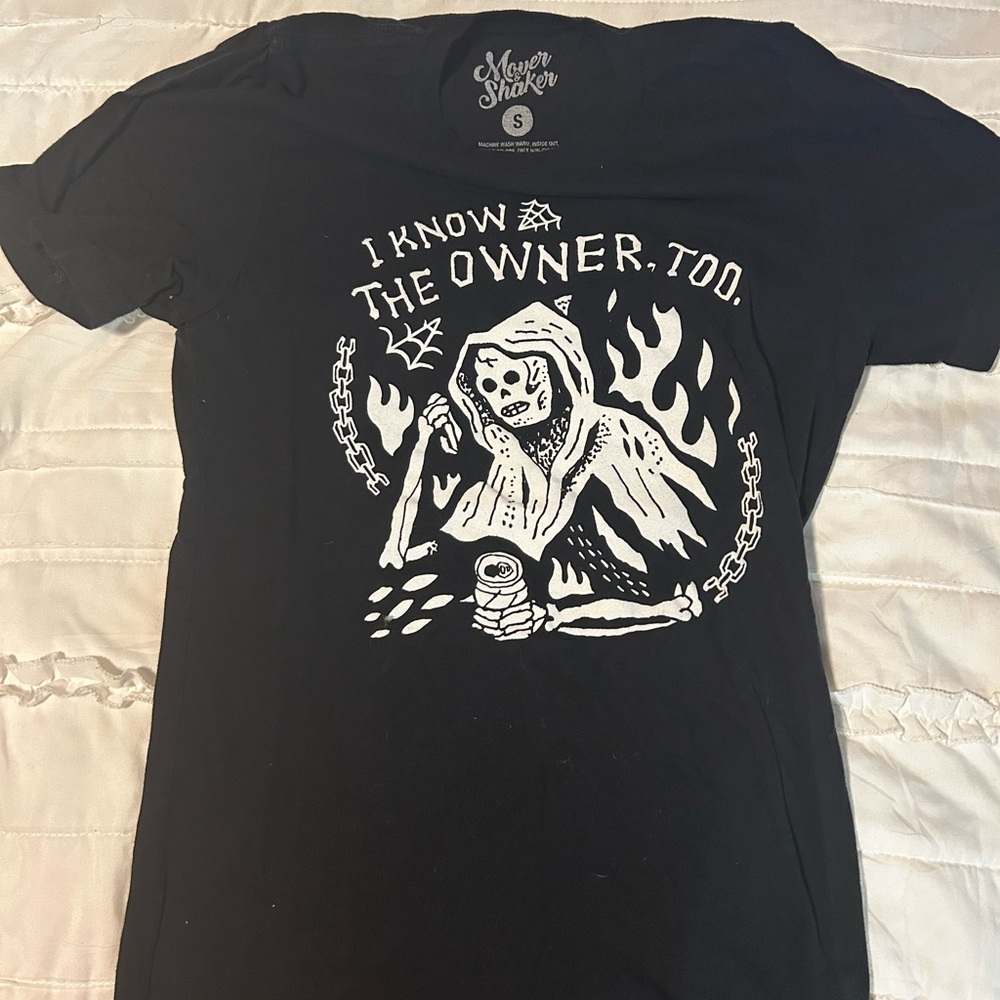 Mover & Shaker Black Graphic Tee with Grim Reaper Design